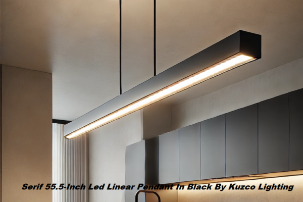 Serif 55.5-Inch Led Linear Pendant In Black By Kuzco Lighting